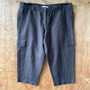Eileen Fisher Brown Taper Hemp Linen cargo Pant